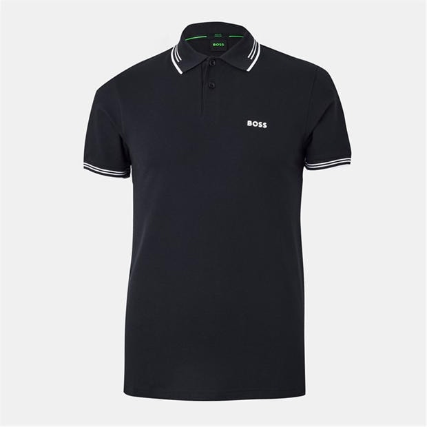 Dark Blue - Boss - Mens BOSS GREEN Paul Contrast Striped Trim Short Sleeve Polo Shirt