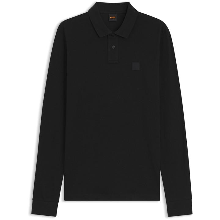 Boss Men's Black Orange Passerby Premium Cotton Long Sleeve Polo Shirt With Logo Detail in Size L, Sports Direct