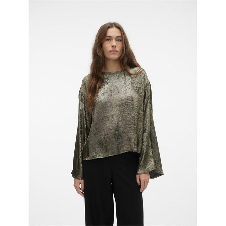 Vero Moda Women's Gold Katie Long-Sleeve Blouse in Size 8, Sports Direct