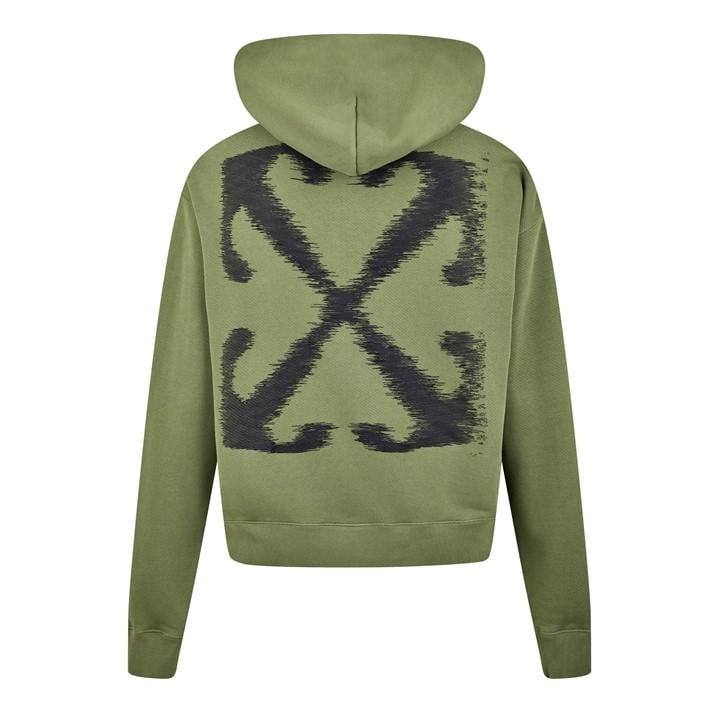 Off White Men's Green Logo Print Cotton Long Sleeve Hoodie in Size XL, Sports Direct