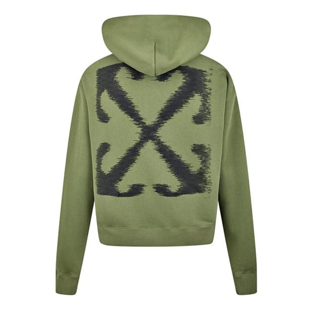OFF WHITE | Men's Logo Print Cotton Long Sleeve Hoodie | Four Leaf
