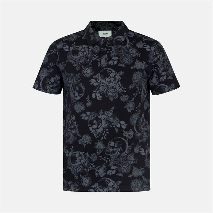 Firetrap Men's Black All-Over Print Polo Top in Size XL, Sports Direct
