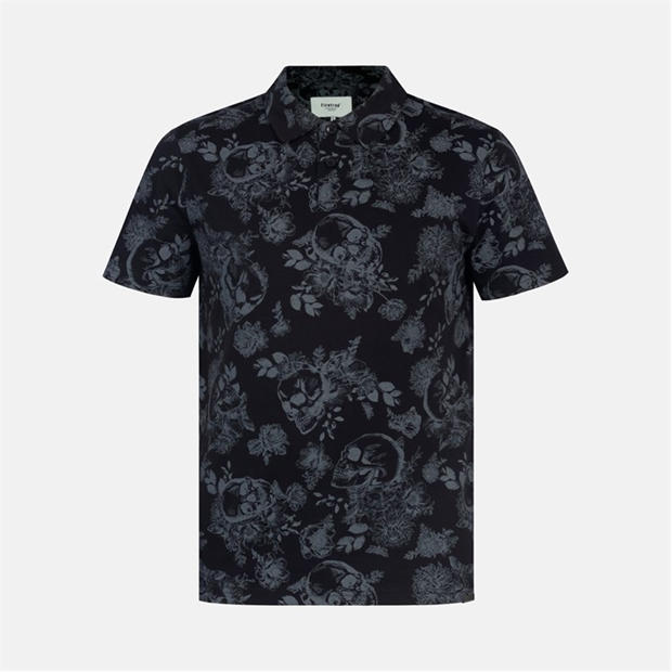 Black - Firetrap - All-Over Print Polo Top Mens