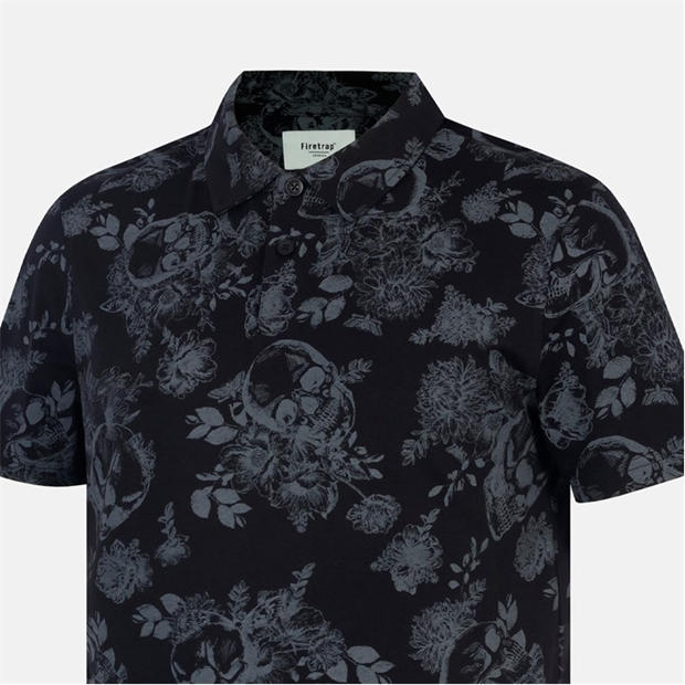 Black - Firetrap - All-Over Print Polo Top Mens