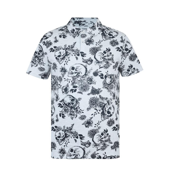 Firetrap Men's Beige All-Over Print Polo Top in Size XL, Sports Direct