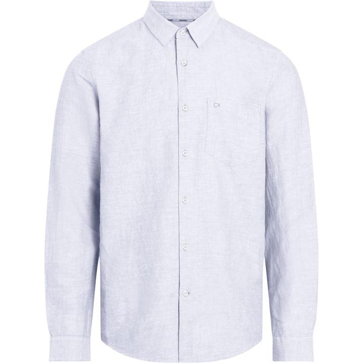 Calvin Klein Men's Blue Long-Sleeve Plain Shirt in Size M, Sports Direct