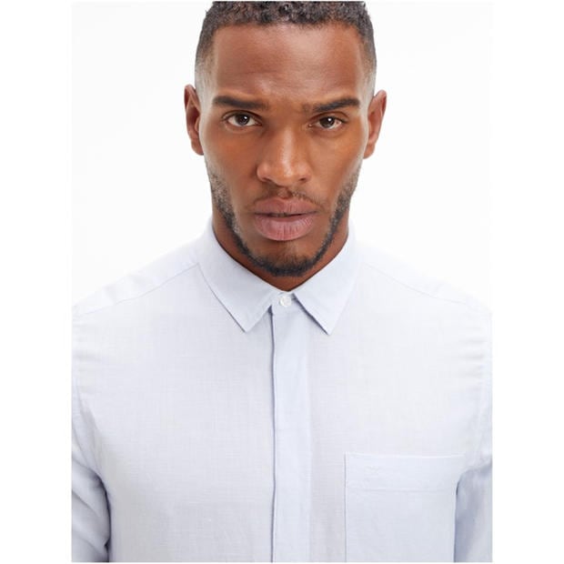 Light Blue - Calvin Klein - Men's Long-Sleeve Plain Shirt