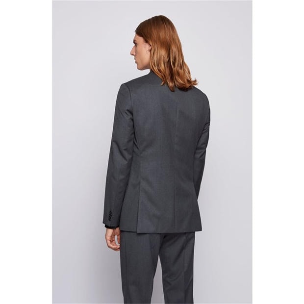 Dark Grey - Boss - Men's Johnstons1 Cyl Single Breasted Wool Long Sleeve Blazer