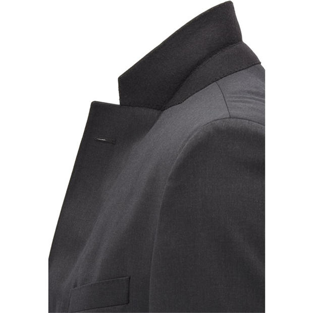 Dark Grey - Boss - Men's Johnstons1 Cyl Single Breasted Wool Long Sleeve Blazer