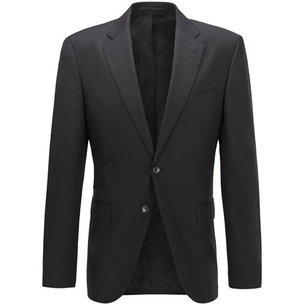 Black - Boss - Men's Johnstons1 Cyl Single Breasted Wool Long Sleeve Blazer