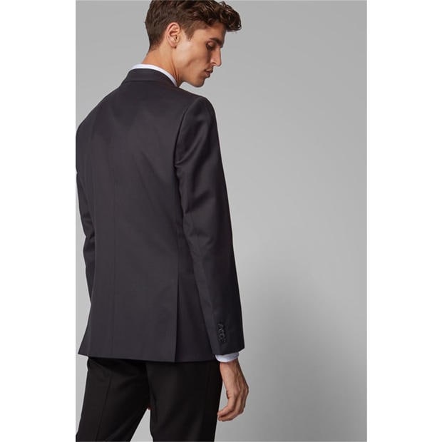 Black - Boss - Men's Johnstons1 Cyl Single Breasted Wool Long Sleeve Blazer