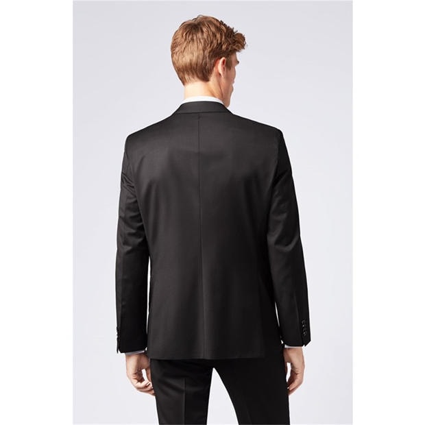 Black - Boss - Men's Johnstons1 Cyl Single Breasted Wool Long Sleeve Blazer
