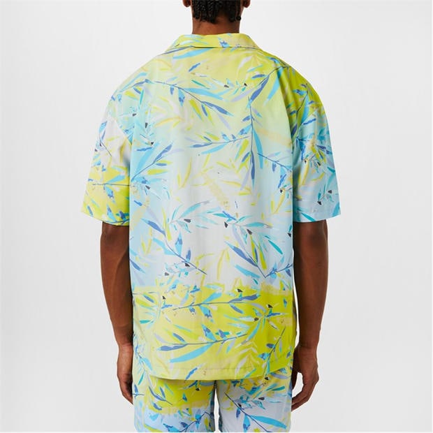 Пастелно жълто 740 - Hugo - Men's Beach Relaxed Short-Sleeve Patterned Shirt