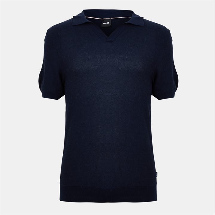 Boss Men' Blue Tempio Fine Knit Short Sleeve Polo Shirt in Size S, Sports Direct