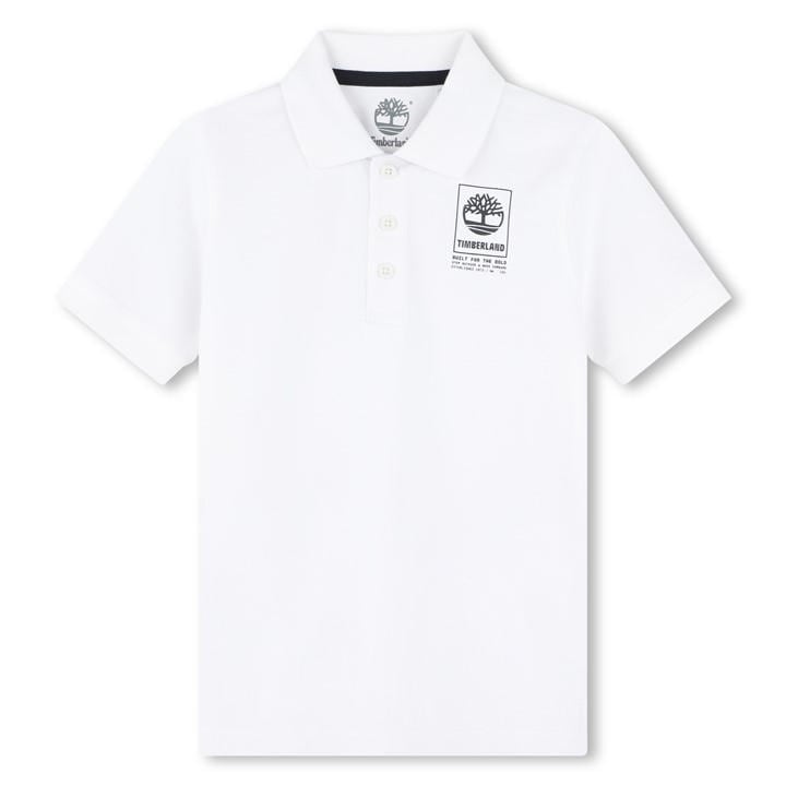 Timberland Boys White Kids' Logo Short Sleeve Polo Shirt, Sports Direct