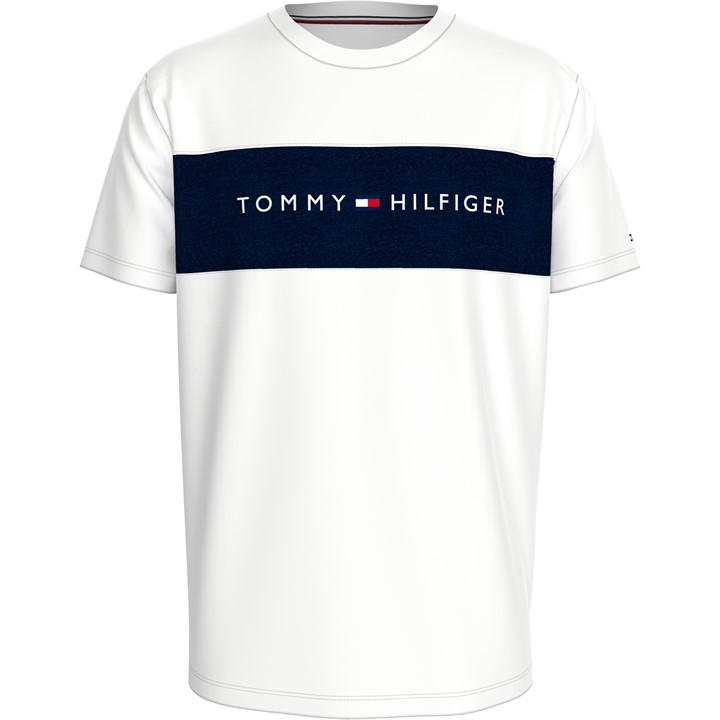 Tommy Hilfiger Men's White Cotton Panel T-Shirt in Size XL, Sports Direct