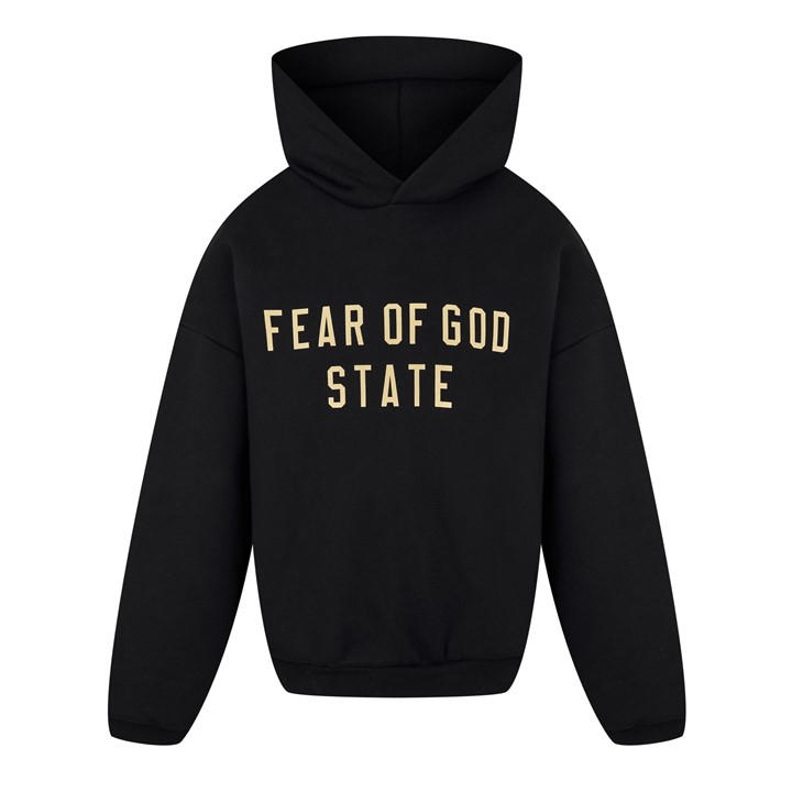 Fear Of God Essentials  Kids Black Fleece Hoodie  in Size 8 - 9 Years, Sports Direct