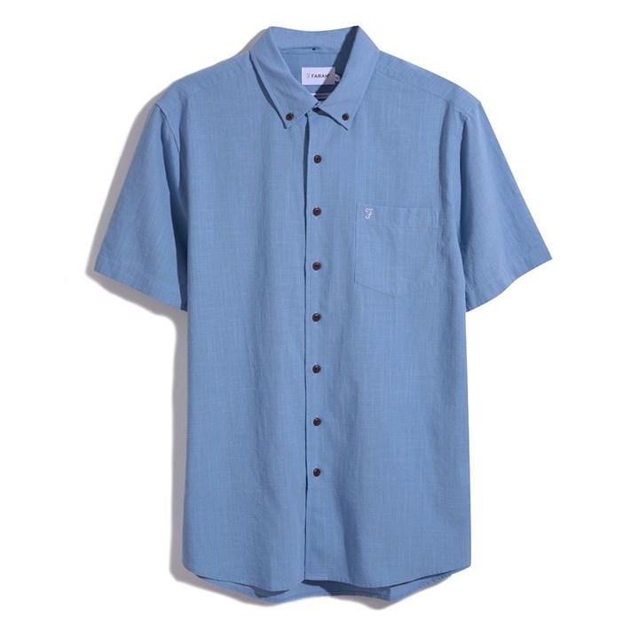 Farah Men's Blue Densmore Short Sleeve Button Down Shirt in Size M, Sports Direct