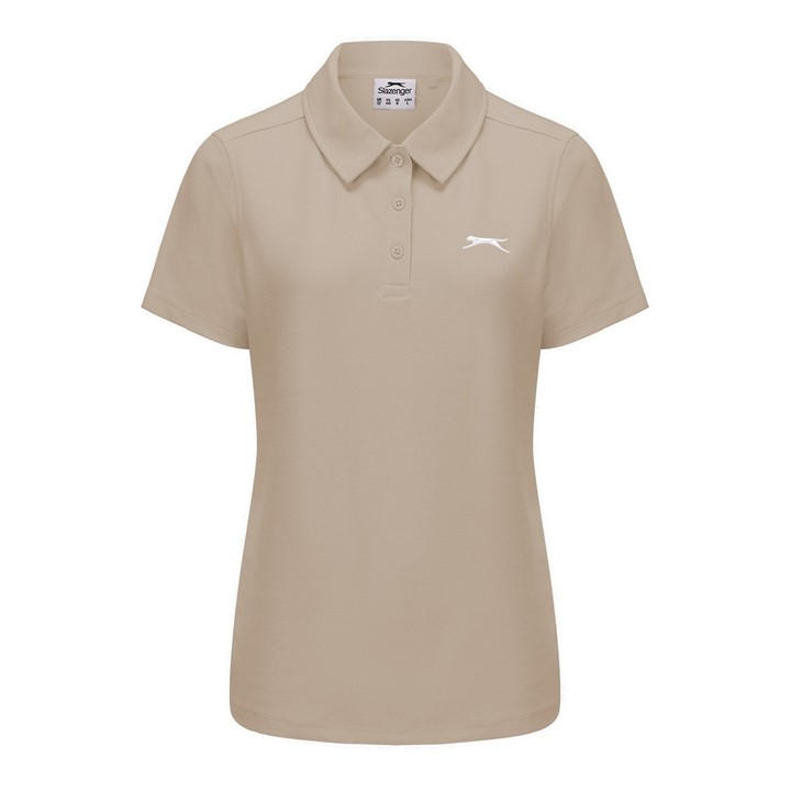 Slazenger Women's Beige Pique Polo in Size 8, Sports Direct