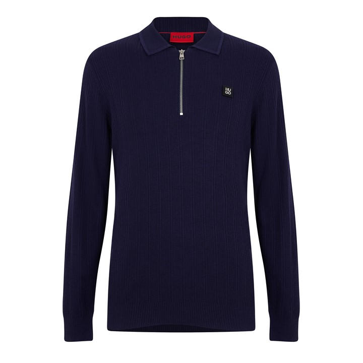 Hugo Men' Blue Sastoro 1/4 Zip Top in Size S, Sports Direct