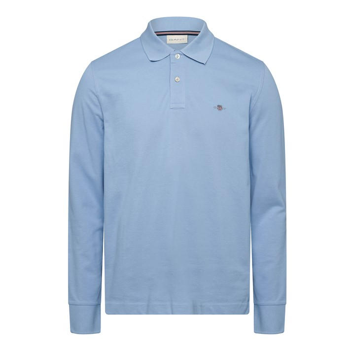 Gant Men's Blue Logo Long Sleeve Polo Shirt in Size XL, Sports Direct