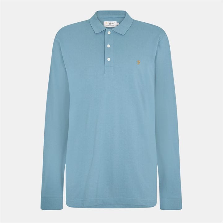 Farah Men's Blue Long-Sleeve Polo Shirt in Size M, Sports Direct