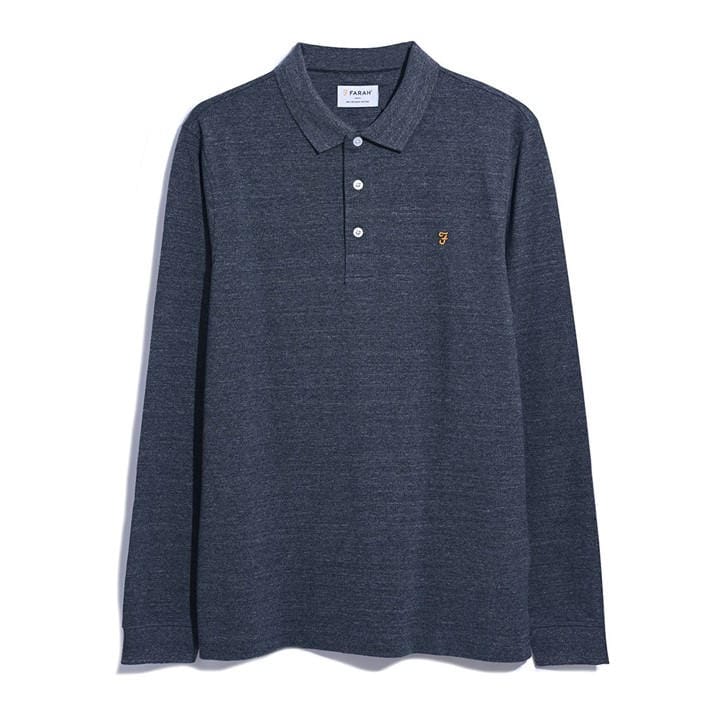 Farah Men' Grey Long-Sleeve Polo Shirt in Size S, Sports Direct