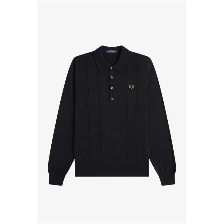 Fred Perry Men' Black Long Sleeve Polo Shirt in Size S, Sports Direct