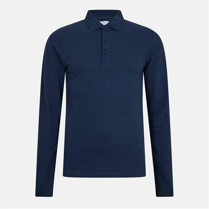 Peter Werth Men's Blue Albery Long Sleeve Polo Shirt in Size M, Sports Direct