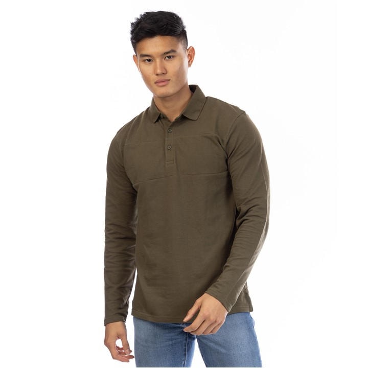 Peter Werth Men's Green Noaks Long Sleeve Polo Shirt in Size M, Sports Direct