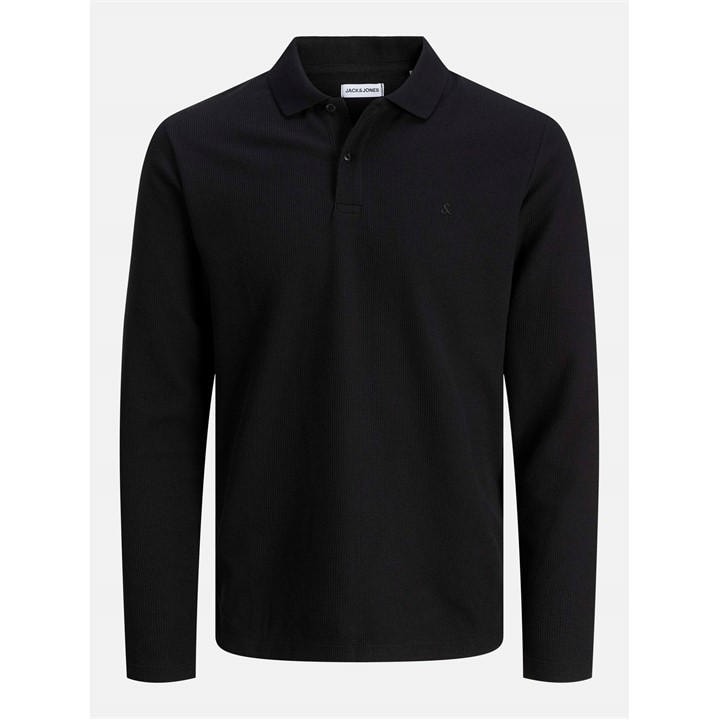 Jack And Jones Men' Black Austin Longsleeved Polo in Size S, Sports Direct