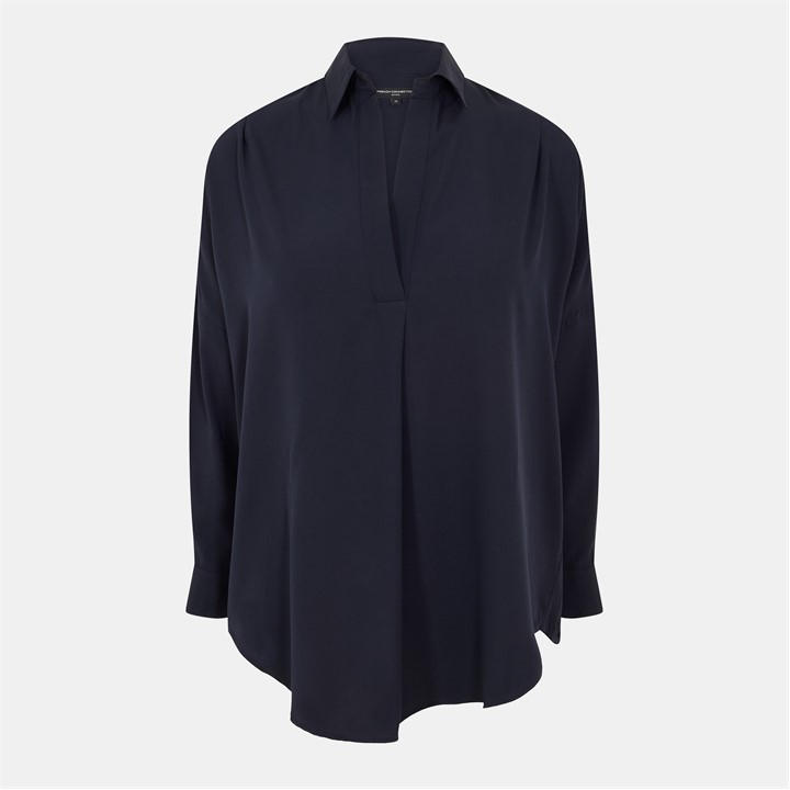 French Connection Women's Blue Rhodes Long-Sleeve Blouse in Size 8, Sports Direct