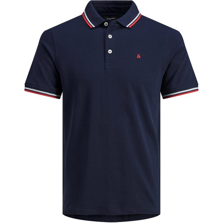 Jack And Jones Men's Blue Paulos Tipped Pique Short Sleeve Polo Shirt in Size XL, Sports Direct