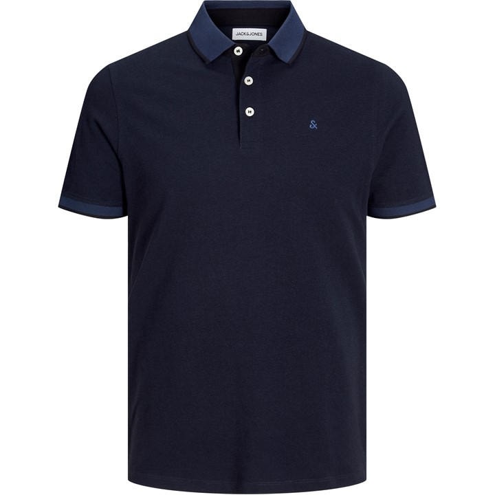Jack And Jones Men's Blue Paulos Tipped Pique Short Sleeve Polo Shirt in Size 2XL, Sports Direct