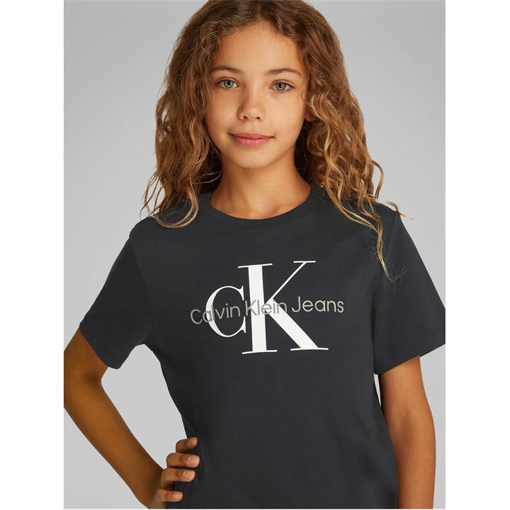 Calvin Klein Jeans  Kids Black Monogram T Shirt  in Size 14 - 16 Years, Sports Direct