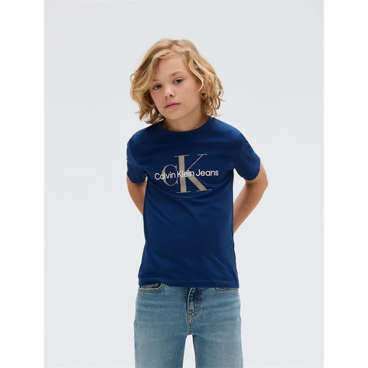 Calvin Klein Jeans  Kids Blue Monogram T Shirt  in Size 8 - 9 Years, Sports Direct