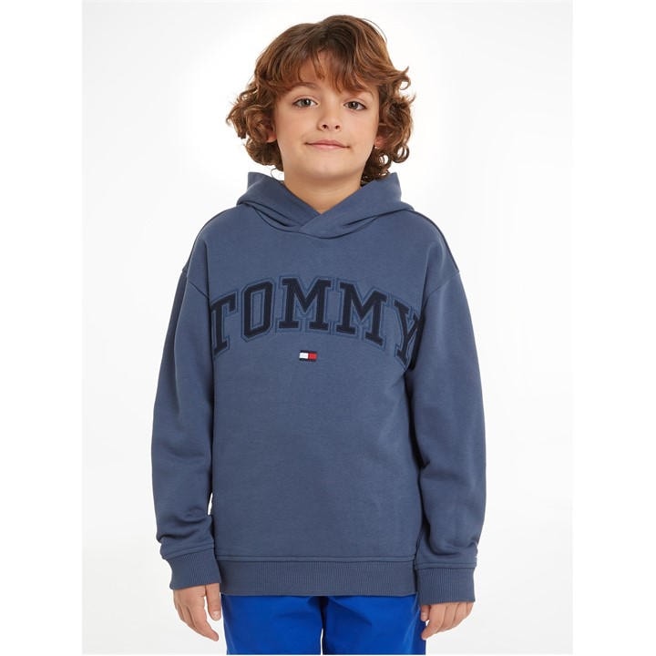 Tommy Hilfiger Boys Blue Varsity Over The Head Hoodie  in Size 14 - 16 Years, Sports Direct