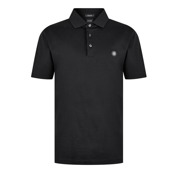 Boss Men' Black Parris Polo Signature Monogram Shirt in Size S, Sports Direct