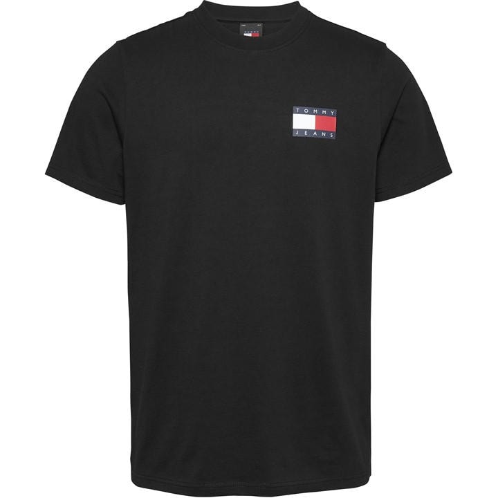 Tommy Jeans Men's Black Slim Essential Flag Regular Fit T-Shirt in Size XL, Sports Direct