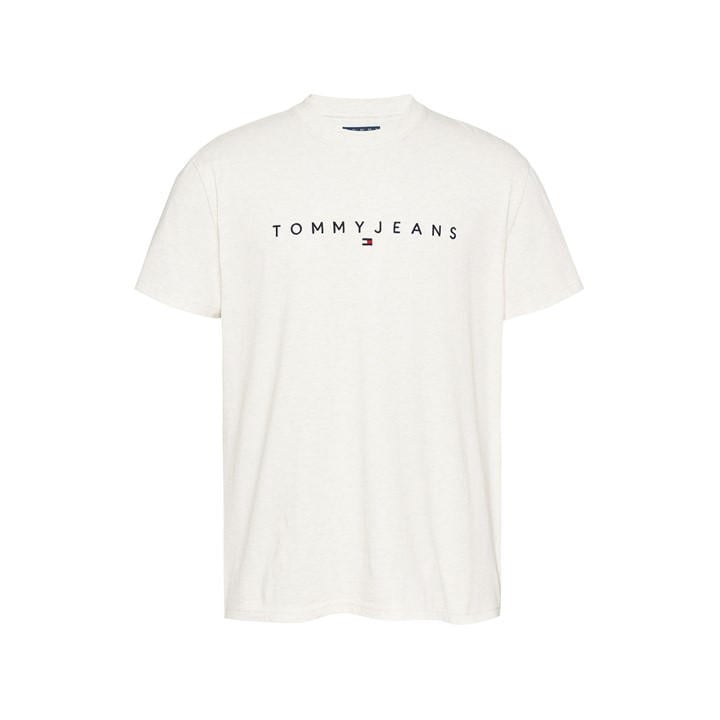 Tommy Jeans Men's Beige Tjm Reg Linear Logo Tee Ext Medium