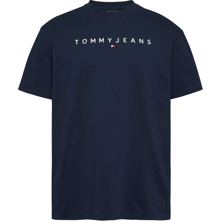 Tommy Jeans Men' Blue Linear Logo T-Shirt in Size S, Sports Direct
