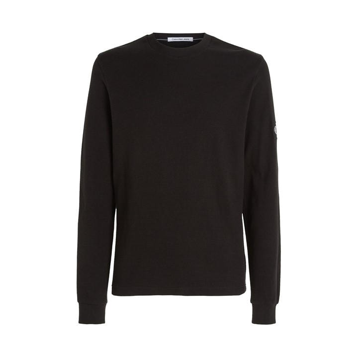 Calvin Klein Jeans Men's Black Waffle Long Sleeve Top in Size M, Sports Direct