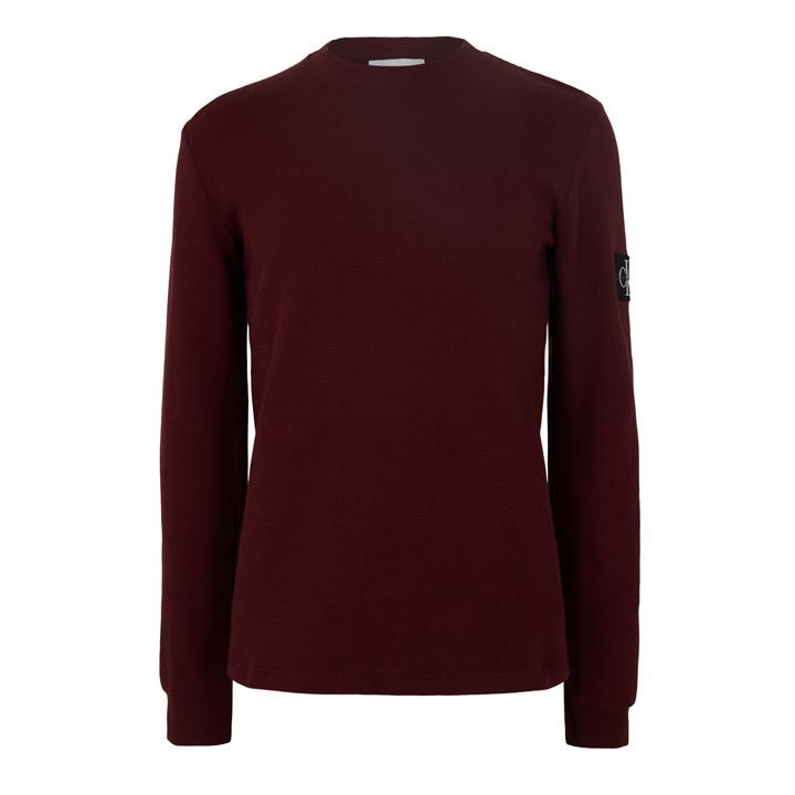 Calvin Klein Jeans Men's Red Waffle Long Sleeve Top in Size L, Sports Direct