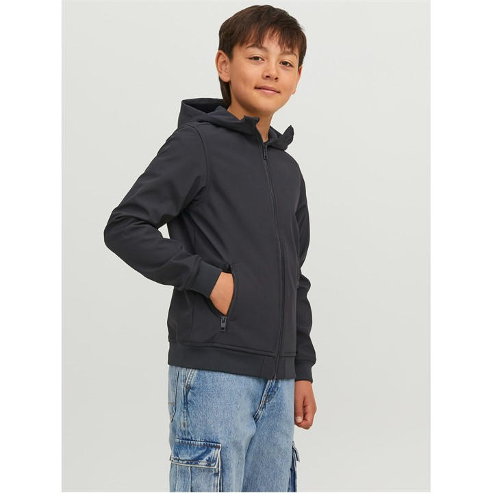 Jack And Jones Boys Black Kids' Lightweight Durable Softshell Jacket in Size 7 - 8 Years, Sports Direct
