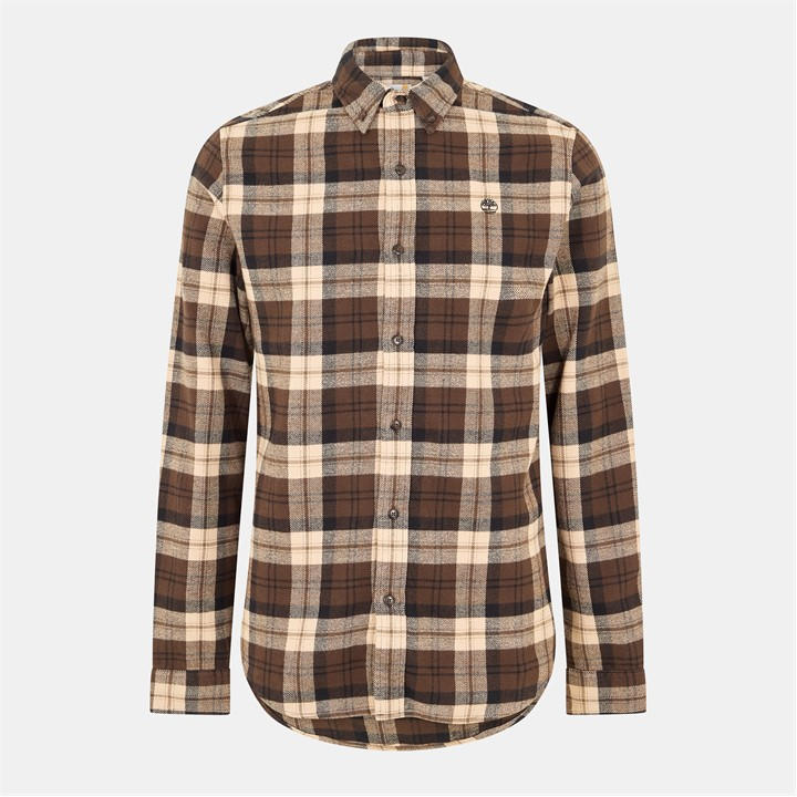 Timberland Men' Brown Long-Sleeve Check Patterned Shirt in Size S, Sports Direct