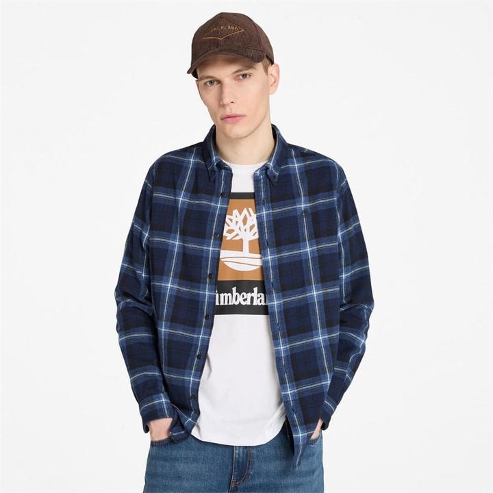 Timberland Men's Blue Long-Sleeve Check Patterned Shirt in Size L, Sports Direct