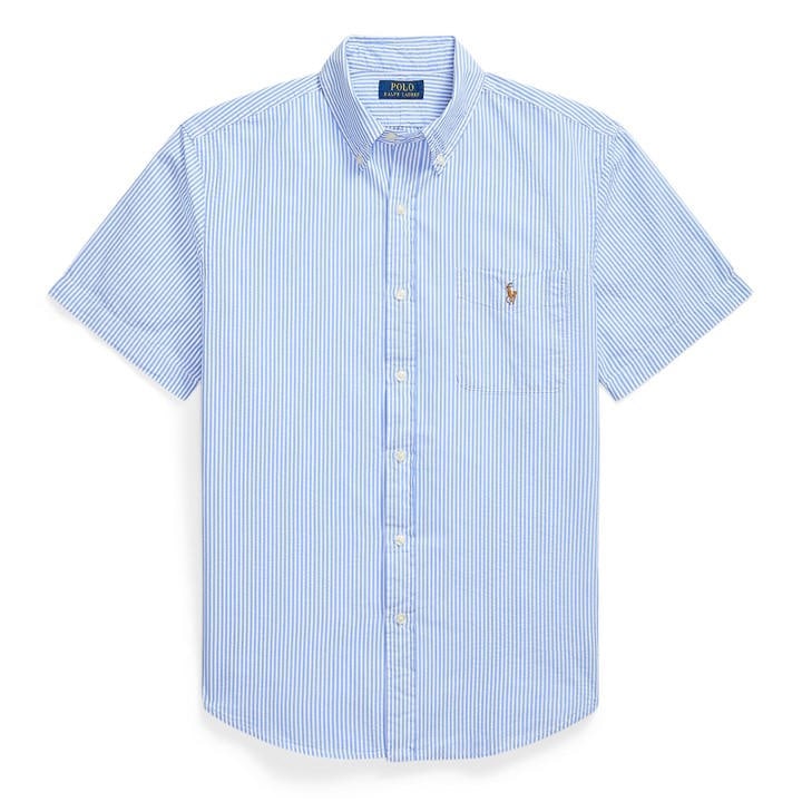 Polo Ralph Lauren Men's Blue Striped Seersucker Short Sleeve Shirt in Size L, Sports Direct