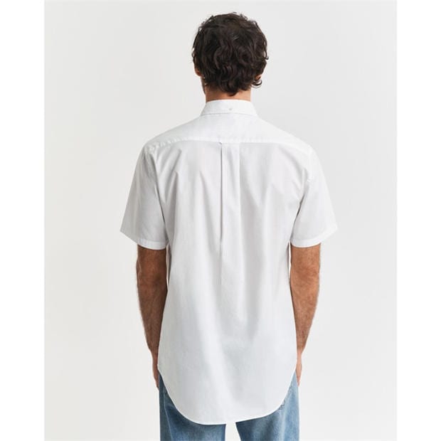 Biały - Gant - Regular Fit Classic Poplin Short Sleeve Shirt