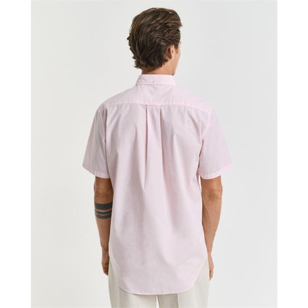 Jasny Róż - Gant - Regular Fit Classic Poplin Short Sleeve Shirt