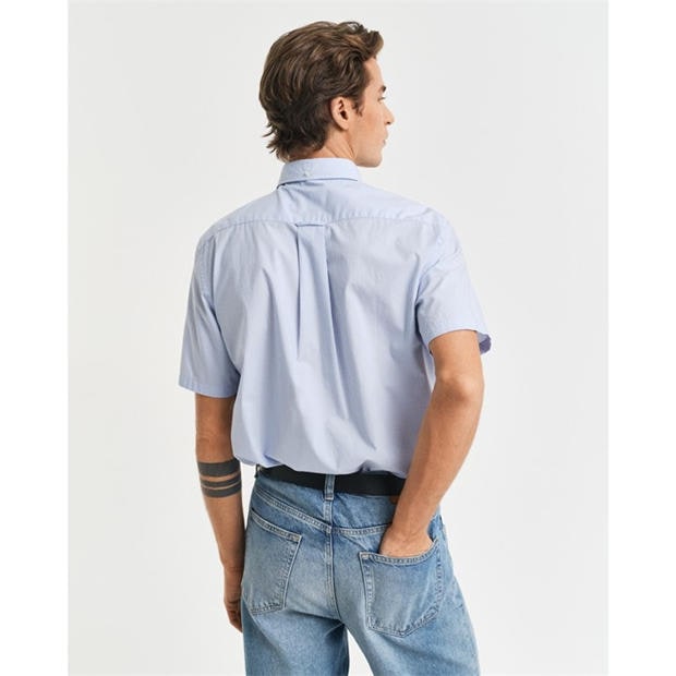 Jasny Błękit - Gant - Regular Fit Classic Poplin Short Sleeve Shirt